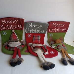 Christmas stocking set of 3 gnomes